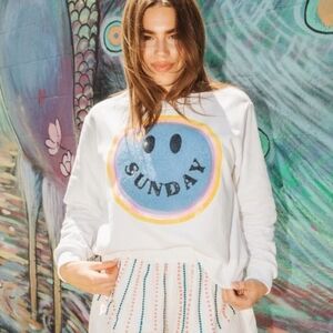 Queen Of Sparkles Sunday Smiley Boxy Fit Sweatshirt Size XS
